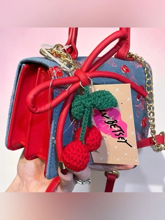 LUV BETSEY BETSEY Johnson denim and cherry Crossbody top Handel bag
NWT - Picture 7 of 13